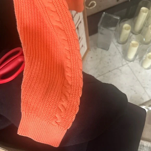 Talbots Vibrant Coral Cable Knit Sweater - Picture 4 of 4